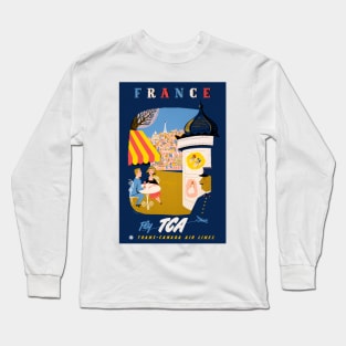 Vintage Travel Poster France Fly TCA Long Sleeve T-Shirt